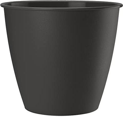 VERDENIA Azalia Blumentopf Leichter Blumenkübel Balkonblumentopf Dekorativer Topf für Pflanzen für Innen und Außenbereich Pflanztopf aus Kunststoff Runder Viele Farben 19x17,6cm Anthrazit