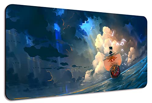 SIASYDF Anime Mouse Pad, Extended Large Gaming Home Office Mousepad, Non-Slip Rubber Base with Stitched Edges Desk Mat for Computer Keyboard and Laptop, 31.5x15.7x0.12inch,Blue