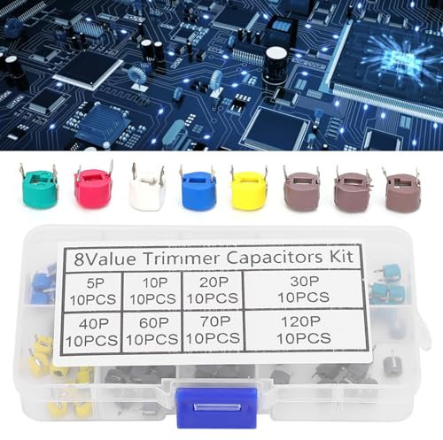 Condensador Recortador de 6mm, Condensador Recortador, 80 Uds. Kit de Condensador Cerámico de Capacitancia Variable de 6mm 5/10/20/30/40/60/70/120P Electrónico, Condensadores