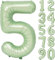 Folienballon Mintgrün Zahl 0 bis 9 als Deko für Geburtstag und Party | 80cm groß | Mint Olive Grün Zahlen Ballondeko Kindergeburtstag Partydeko, Edition: 5. Geburtstag