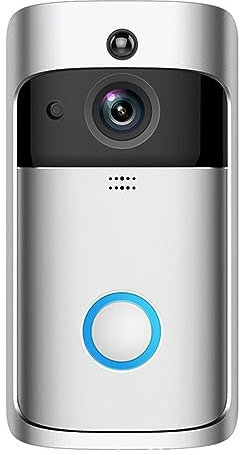 BBTISG Timbre de Video Visual, Cámara de Sseguridad Inteligente Inalámbrica WiFi HD Timbre de Puerta al Aire Libre, Altavoz de Audio Impermeable, Visión Nocturna (Blanco)