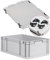 Eurobox NextGen Economy 60x40x22cm Griffe geschlossen mit Auflagedeckel grau, Kunststoffbox 44 Liter stapelbar Transportbehälter lebensmittelecht, Deckel-Verschlüsse wählbar (Verschlüsse Schwarz)