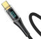 P4Y USB-C zu USB-C Kabel US-SJ590 PD 100W Ende mit digitaler Anzeige Power Delivery (PD) Kompatibilität bis zu 100W- Datenübertragung 10 Gbps Black Shadow Serie 1.2m