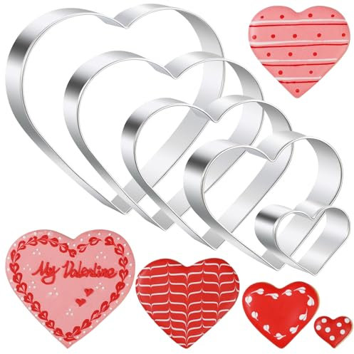 Lot de 5 emporte-pièces en forme de cœur - 11,6 cm, 9,8 cm, 7,5 cm, 5 cm, 3,5 cm - En acier inoxydable
