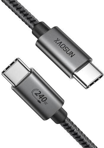 XAOSUN 240W USB C Kabel 1M,USB C auf C Ladekabel Schnelllade,48V/5A PD 3.1 Kompatibel mit iPhone 17/16/15 Pro Max,Galaxy S24/S23, iPad Pro/Air, MacBook Pro/Air