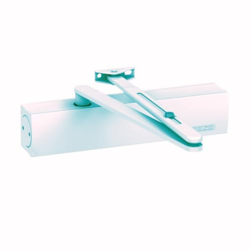 Geze Türschließer TS 2000 NV BC silber mit Feststellgestänge und Montageplatte für einflügelige Türen bis 1100 mm, Schließkraft stufenlos und Endschlag über Ventil einstellbar- 22,6x5,1x6cm