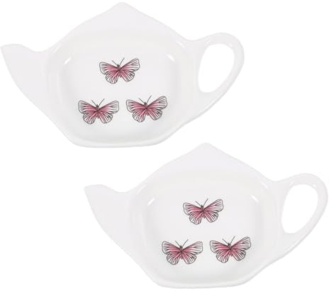 ABOOFAN 2 Pièces Soucoupe Sachet De Thé Plats Daccompagnement en Céramique Assiettes Plat Dapéritif Soucoupe en Céramique pour Sachets De Thé Plat De Service Délicat Boîte De Rangement
