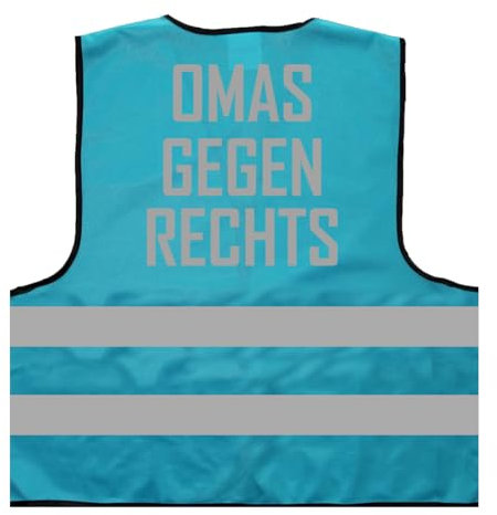 Omas gegen rechts Warnweste BZW. Signalweste mit reflektierendem Aufdruck - Größe L/XL, Skyblau