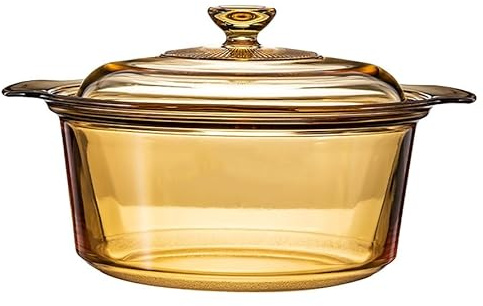 Luminexia Cookpot With Glass Cover,Heat-Resistant Glass Pan Glass Cooking Pot Casserole,Transparent Glass Microwave Saucepan,Stovetop Pot,Heatable Clear Stockpot Pasta Pot Cookware Hot Pot,Brown