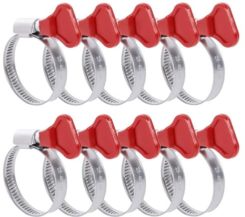 10 Piezas Abrazaderas de Acero Inoxidable,25-40mm Abrazaderas Ajustables para Tubo,Abrazadera Multiusos,Abrazadera con Tuerca de Mariposa para Tubería de Agua,Fontanería,Manguera de Piscina