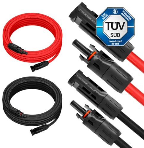 SIGA Solarkabel 6mm² 2x5m Verlängerungskabel Set Rot & Schwarz Verlängerung Solar PV Kabel MC4 Stecker Solarpanel Balkonkraftwerk Solarstecker