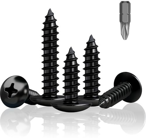 Jyvex 100 viti autofilettanti nere, M4 x 25 mm, viti per legno a testa piatta, viti nere per pannelli acustici, zincate, accessori per viti con trapano