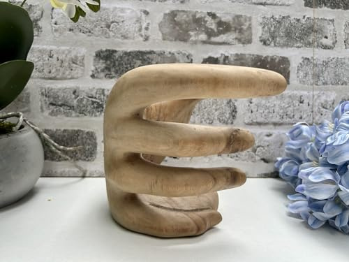 MAISONICA Wooden Wine Bottle Holder Stand Freestanding - Hand of Wisdom Carved