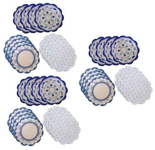 TOKIDNY 36 Pcs Party Plates Chinese Party Chinese Blue and White Porcelain Plates Party Serving Plates Cupcake Pans Floral Dinner Plates White Plates Paper Plates Paper Dish Plates