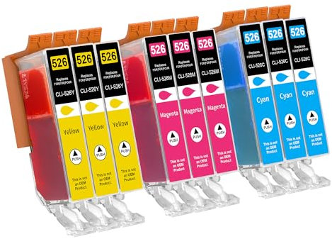 Jhaan CLI-526 526 Druckerpatronen Kompatibel für Canon 526XL Kompatible mit Canon MG5200 MG5350 MG6120 MG5100 MG5120 MG5220 MG5250 MG6150 MX715 MX882 MX885 MX895 IP6500 IP6550 Drucker