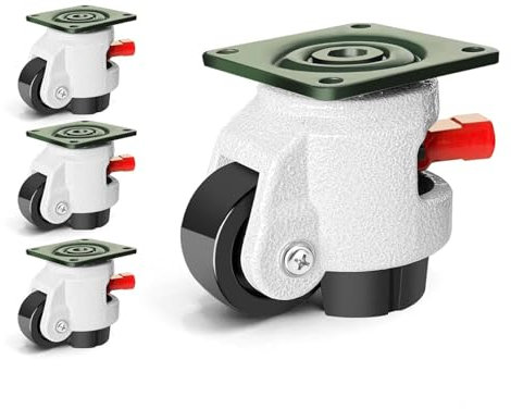 TINMAGI 4 Stück Schwerlastrollen mit Verstellbarem Ratschengriff, Rollen Schwerlast 60F 50mm, Lenkrollen Gesamttragfähigkeit 1000kg, für Möbel Werkbänke Maschinen