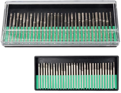 Lot de 30 Ensemble de Fraises Diamantées,Ensemble de Fraises Rotatives Diamant avec Tige de 3 mm (1/8),Jeu de Mèches de Gravure,pour Outil Rotatif,Bricolage,Sculpture,Polissage Métaux,Perçage