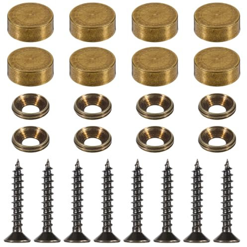 Mabor 8Pcs Decorative Screws with Caps, Brass Upholstery Tacks Self Tapping Screw Decorative Screw Covers for Furniture Cabinet Door Window Painting Mirror Fixing