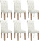 Yaheetech 6pcs Sillas de Comedor Silla de Polipiel con Pata de Madera para Salón Comedor Cocina Restaurante 45.5x62x98.5 cm Beige-Poliéster/6 Sillas