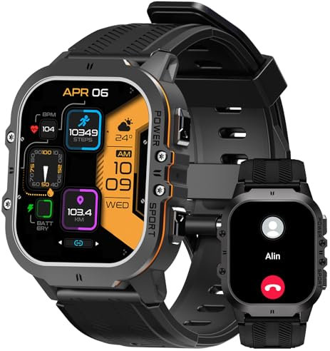 HIDAMEL M3E Smartwatch, Orologio Militare Uomo, GPS Integrato, Grande Schermo AMOLED 1,96, Durata Batteria 50 Giorni, Impermeabile 5ATM, 170 Modalità Sportive (T2-Inchiostro Nero)