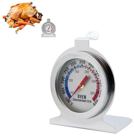 Oven Thermometer, Stainless Steel Oven Thermometer, Oven Thermometer for Oven with Large Dial, Oven Thermometer Indoor for Precise Cooking, Baking, BBQ and Cooking for Kitchen Baked Goods
