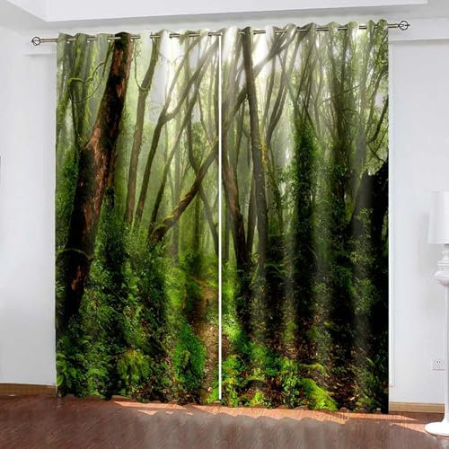 Beydodo Vorhänge Blickdicht mit Ösen 2er Set 214x214CM, Verdunkelungsvorhang Kinderzimmer Natur Dschungel Gardinen Verdunkelnd Jugendzimmer Schlafzimmer
