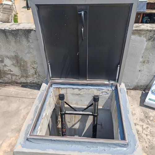 Valdoza Aluminium Dachausstieg-Fenster, Individuell Anpassbar, Verstärkter Hydraulikdämpfer, Luxusgriff, Für Dachwartung, Lüftung, Zugang zum Speicher oder Flachdach(LxW 85x85cm/33.5x33.5in)