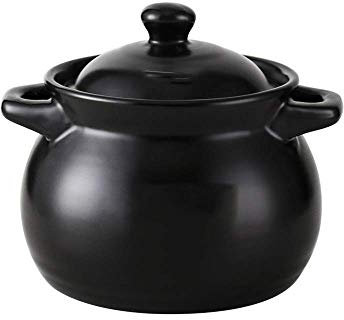 SUNMME Keramik-Kochtopf Schwarz Kasserolle 1 Liter Mini-Suppe Eintopf Home