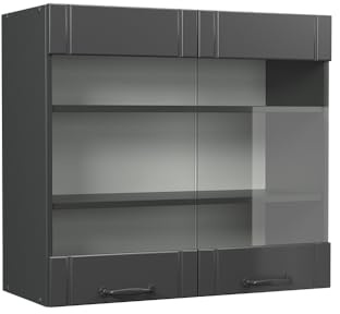 Vicco Mobile da cucina in vetro Fame-Line, Grigio scuro, 80 cm