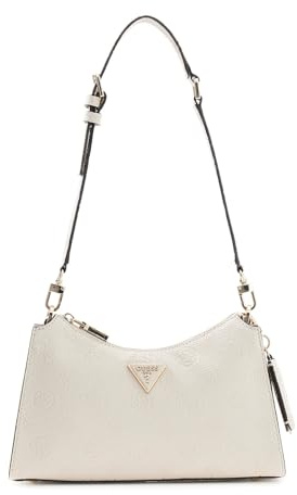 GUESS Schultertasche Cresidia II Top Zip Shoulder Bag Cream White Logo creme