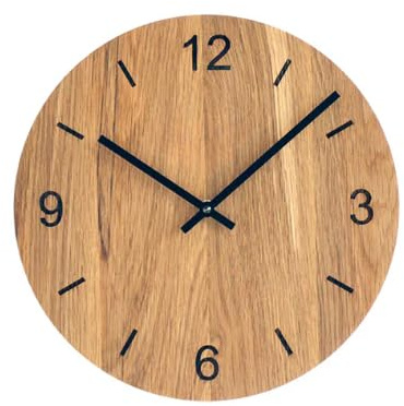 Waidzeit Tempus Wanduhr aus Holz, Eiche, rund, Ø30,5cm