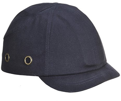 Workwear World WW339 Industrial Safety Baseball Style Ventilated Bump Cap Hat, Short Peak (Navy)