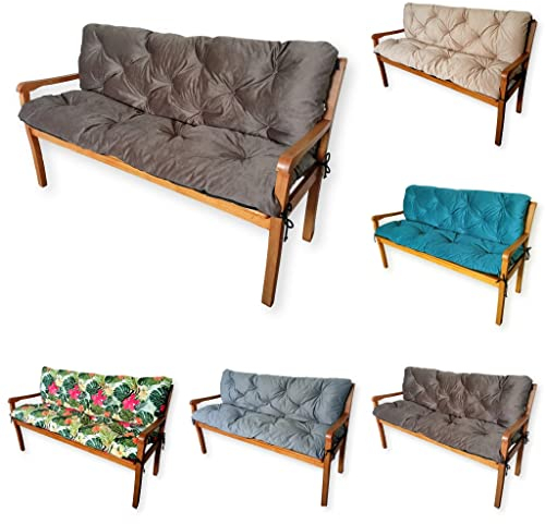 4L Textil Gartenbankauflage Hollywoodschaukel Auflage Bankauflage Outdoor Sitzkissen Bank Gartenbank Auflage Bankkissen Sitzauflage Bank Palettenkissen (150x60x50 cm, Braun)