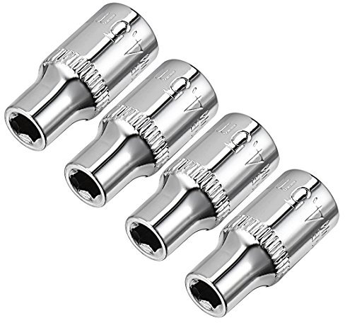 Sourcingmap 4 Pcs 1/4-Inch Drive 4.5mm 6-Point Shallow Socket, Metric, Cr-V