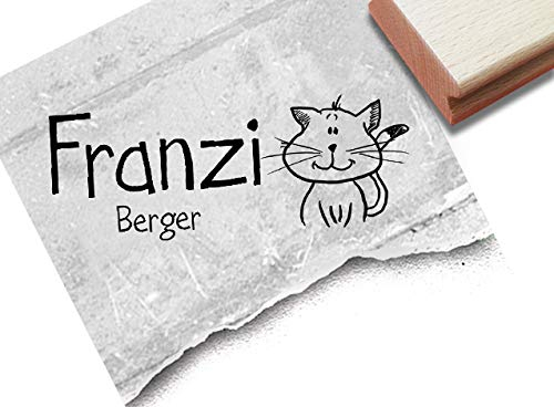 Stempel - Individueller Namensstempel KATZE - Kinderstempel personalisiert mit Namen, Geschenk für Kinder Einschulung Geburtstag - zAcheR-fineT