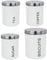 Harbour Housewares Round Kitchen Canisters Set - 4pc Set - White - Metal Kitchen Storage Tea Coffee Sugar Canisters Bread Bin Cookie Jar Biscuit Barrel with Airtight Lid