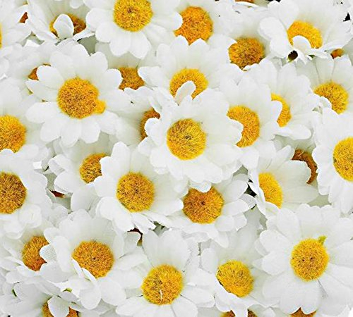 Demarkt 100*Kunstblumen Künstliche Deko Blumen Gänseblümchen für Hochzeitsdeko Karten DIY Basteln Haar Bogen Hut Handwerk (Weiß)