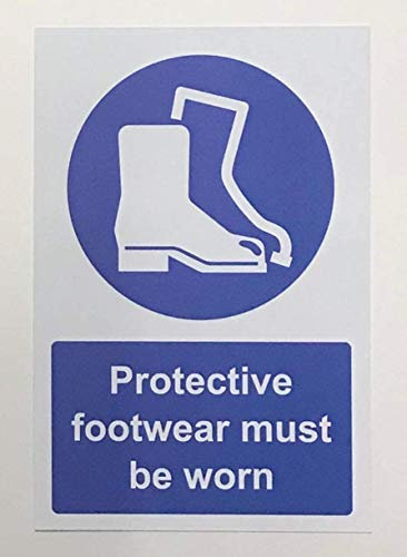 Protective footwear must be worn Safety sign - 1.2mm Rigid plastic 200mm x 150mm