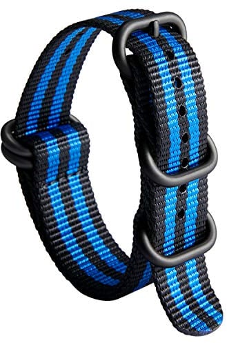 Nylon Watch Strap, Multicolor Watch Bands Replacement for Men Women 18mm 19mm 20mm 21mm 22mm 23mm 24mm G10 Premium Ballistic with Military Heavy Duty 5 Rings Silver/Black Stainless Steel Buckle