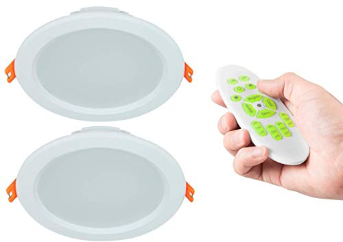 LEDUX Tunable-White LED Einbaustrahler CCT 3000-6000K, Dimmbar + Farbtemperatur einstellbar, Warm + Neutral + Kaltweiß, IP44 Schutzklasse, 2.4G Funk (2er Set mit Fernbedienung, 9W)