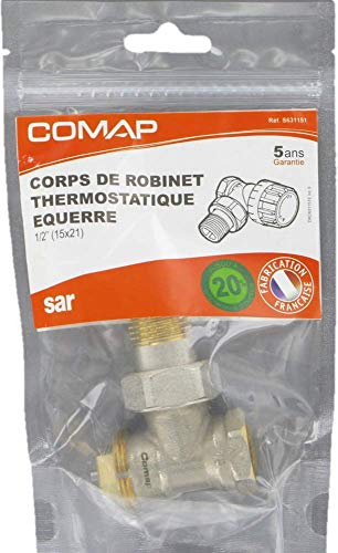 COMAP Corps de robinet thermostatique équerre 1/2 (15x21) pour chauffage et radiateur - S631151, Sans