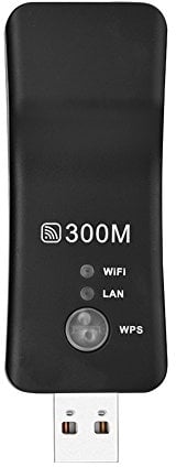 Mini 300M USB Repetidor inalámbrico Amplificador de señal Ap WiFi Smart TV Adaptador de Red Convierta la señal inalámbrica a Ethernet con un Puerto RJ45, Soporte WEP, WPA/WPS2, encriptación WPA-PSK