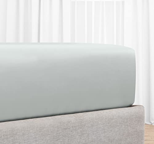 Spannbettlaken Baumwolle 140x200 cm Hellgrau, weiches, Hotelqualität Spannbetttuch mit tiefen Taschen und Kopf- und Fußanhängern von California Design Den