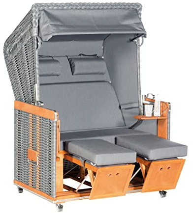 Sonnenpartner Strandkorb Konsul 2-Sitzer Halbliegemodell Onix/Charcoal mit Sonderausstattung