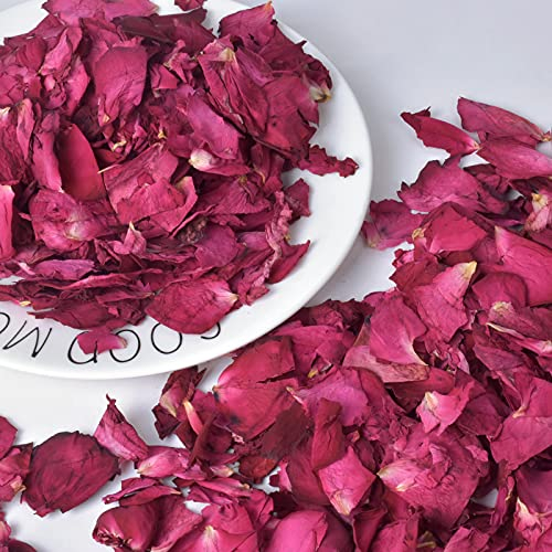 Fodlon 100g Echte Rosenblätter für Fußbad Körperbad Spa, Hochzeitskonfetti DIY Handwerk
