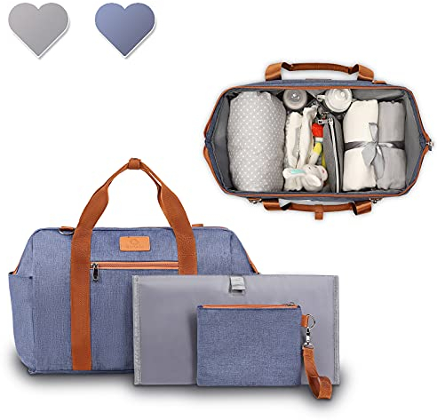 Lionelo Ida Kinderwagentasche, 2 interne Thermo-Taschen für Flaschen, Tasche für Feuchttücher, Wickelauflage, Kosmetiktasche, Riemen zur Befestigung am Kinderwagen