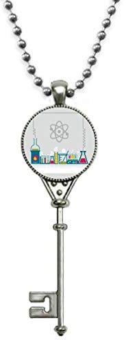 Beauty Gift Recipiente de reacción química química herramienta Colgante Collar Vintage Llavero Plata Joyas