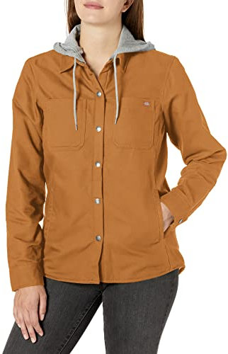 Dickies Women’s Duck Hooded Shirt Jacket, Canard Marron, S Femme