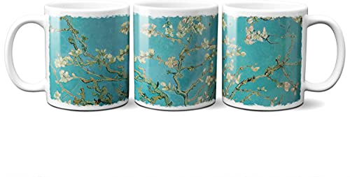 Planetacase - Taza Desayuno 330 mL - Diseño Vincent Van Gogh Almendro en Flor - Cerámica - Apta para Microondas y Lavavajillas - Ideal para Café Té y Leche