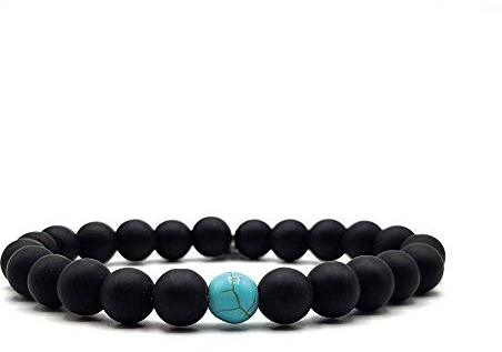 KARDINAL WEIST Howlith türkis Onyx Armband Yin Yang, Edelstein Perlen, Natur Stein Schmuck, Freundschaftsarmband, Partnerarmband